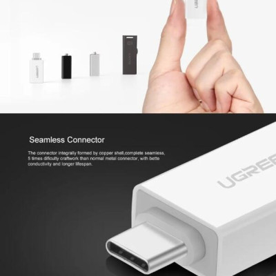 Ugreen UG30155US173TK Màu Trắng Đầu chuyển đổi TYPE C sang USB 3.0 vỏ nhựa ABS - HÀNG CHÍNH HÃNG