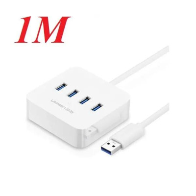 Ugreen UG30202CR118TK 1M màu Trắng Bộ chia HUB USB 3.0 sang 4 USB 3.0 có khay đỡ hỗ trợ nguồn 5V cao cấp - HÀNG CHÍNH HÃNG