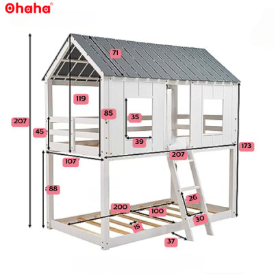 [Video thực tế - Miễn phí vận chuyển & lắp đặt] Giường tầng trẻ em thông minh cao cấp kiểu dáng ngôi nhà Ohaha - GTCC010