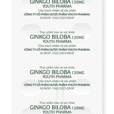 Viên Uống Ginkgo Biloba Youth Pharma Hỗ Trợ Tăng Cường Tuần Hoàn Máu Não. Hộp 60 Viên
