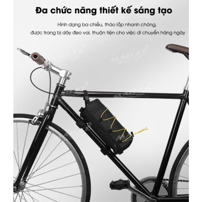 Túi đầu xe đạp tròn đa năng RZ-25 2.5 Lít cho xe đạp núi và đường phố, chống nước, vải POLYESTER, có quai đeo chéo - Mai Lee