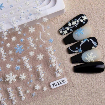 Sticker Móng Tay Dập Nổi Dán Làm Nail Hình Giáng Sinh Vui Vẻ, Ông Già Noel, Dễ Thương, Mỏng Trong Suốt, Lưng Keo, Trang Trí Móng Tay Nghệ Thuật - Xmas