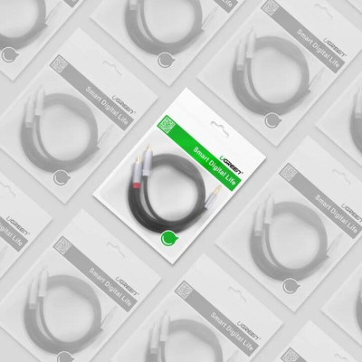 Ugreen UG40844AV135TK 3M màu Đen Cáp âm thanh 2 đầu Bông sen sang 3.5mm Dương đầu bọc nhôm mạ vàng - HÀNG CHÍNH HÃNG