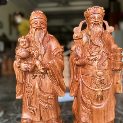 Bộ tượng phật tam đa phúc lộc thọ bằng gỗ hương đá kt cao 60×17×15cm