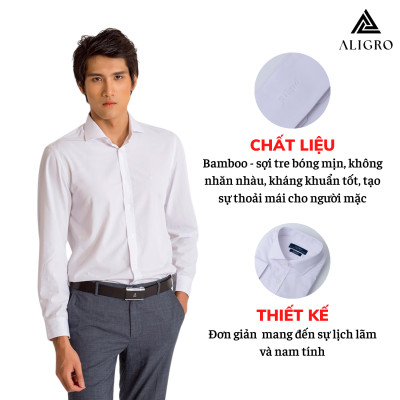 Áo sơ mi nam dài tay ALIGRO trơn màu trắng, chất liệu bamboo sợi tre, thoáng mát, thân thiện với làn da ALGS154