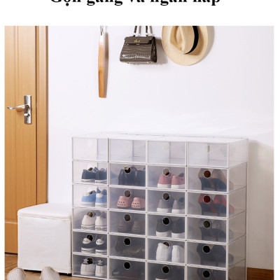 Combo 5 Hộp Đựng Giày Dép Nhựa Cứng Đa Năng Cao Cấp- Chống Bám Bụi Bẩn, Có Lỗ Thoáng Khí- Lắp Ráp Đơn Giản- Hàng Chính Hãng MINIIN