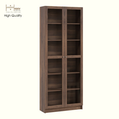 HAPPY FURNITURE , Kệ sách 6 tầng cửa kính - CATY, KSA_074 , 80cm x 30cm x 202cm DxRxC