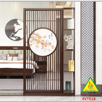 Vách ngăn phòng khách, vách ngăn tủ kệ bằng gỗ 4VTK18- Nội thất lắp ráp Viendong adv