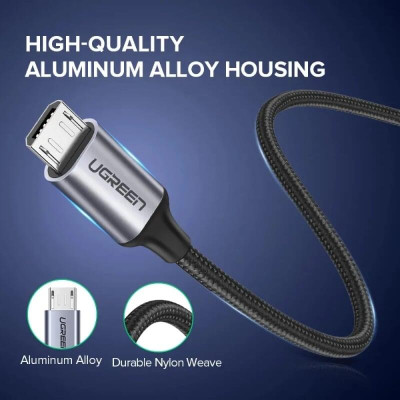 Ugreen UG60152US290TK 1.5m Cáp micro usb 2.0 bọc nhôm chống nhiễu - HÀNG CHÍNH HÃNG