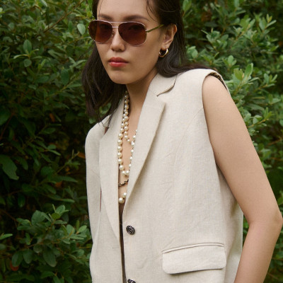 Áo Blazer Oversized Linen Lanh TOP219 thời trang thiết kế Hity