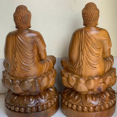 Tượng phật adi đà bằng gỗ bách xanh thơm nức kt cao 30cm  