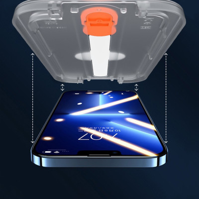 Kính cường lực WiWu IVISTA SUPER HARDNESS GLASS SCREEN PROTECTOR Kèm Khung Trợ Dán, Full Viền Đen - Hàng Chính Hãng