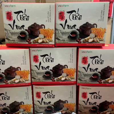Trà sâm bố chính đông trùng hạ thảo Tiến Vua VacoFarm (10 túi/ hộp) - Bồi bổ và thanh lọc cơ thể