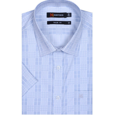 Áo sơ mi nam KHATOCO ngắn tay caro A1MN468T2-CNCR384-2507-N