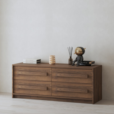 HAPPY FURNITURE , Tủ lưu trữ 4 ngăn kéo - RUBEL, THK_258, 140cm x 45cm x 55cm DxRxC