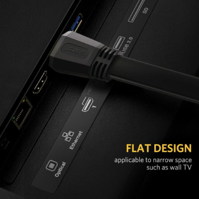 Ugreen UG50819ED015TK 1.5M màu đen Cáp tín hiệu HDMI dẹt - HÀNG CHÍNH HÃNG