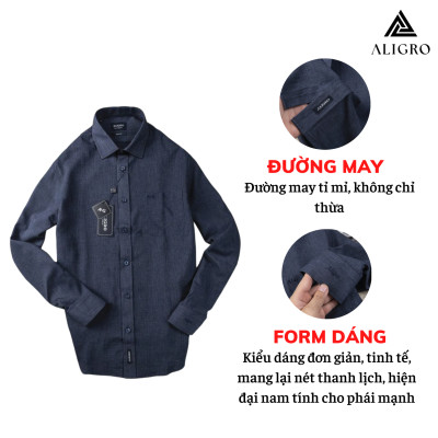 Áo sơ mi nam công sở dài tay Aligro màu navy ALGS158