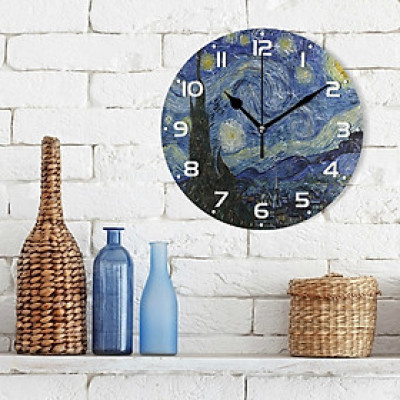 (CÓ ẢNH THẬT) Tranh đồng hồ treo tường bức hoạ Van-Gogh bo viền tranh tròn