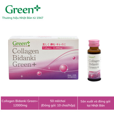 Nước uống đẹp da Collagen Nhật Bản - Collagen Bidanki Green+ 12.000mg Collagen peptide từ cá