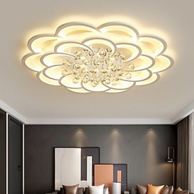 Đèn ốp trần, đèn led mâm ốp trần cánh hoa mai pha lê ( 16 và 20 cánh) 3 chế độ ánh sáng, có điều khiển từ xa