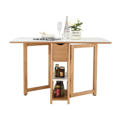 Bàn ăn thông minh PLIER chân gỗ tự nhiên kết hợp mặt gỗ MDF phủ melamine cao cấp kèm kệ và ngăn kéo tiện lợi