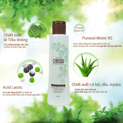 Combo 3 Dung Dịch Vệ Sinh Phụ Nữ Oriss Trầu Không Dịu Nhẹ Hỗ Trợ Khử Mùi, Không Gây Khô Rát 150ml