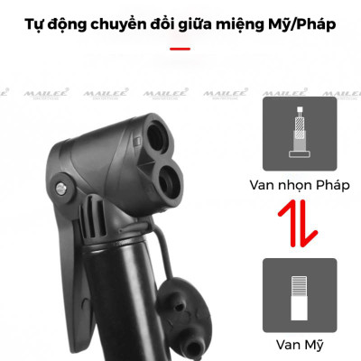 Bơm Xe Đạp Cầm Tay Bơm Lốp Xe Đạp ESL-60P Hợp Kim Nhôm, Bơm Lốp Xe Đạp gắn sườn xe 60 Psi Nhỏ Gọn 2 đầu van riêng (cho van mỹ và van nhọn) - Mai Lee