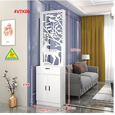 Vách ngăn phòng khách, vách ngăn tủ kệ bằng gỗ 4VTK06- Nội thất lắp ráp Viendong adv