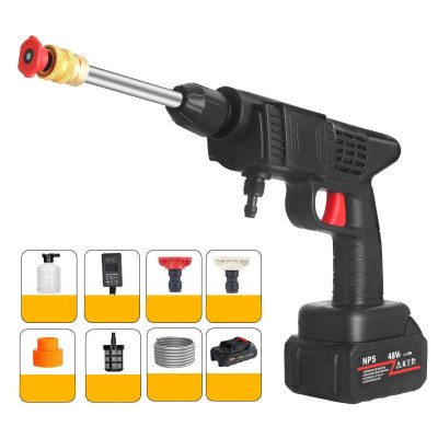 Máy Rửa Xe Mini Áp Lực Cao Dùng Pin Cầm Tay Rửa Xe Gia Đình Tưới Cây 48V 2 Pin