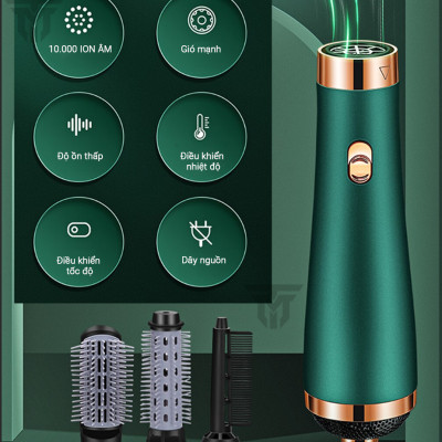 Máy Sấy Tóc Đa Năng Tạo Kiểu Tóc Teement, Sấy Khô, Duỗi Thẳng, Uốn Cụp, Công Suất Lớn 1000W, Giảm Tiếng Ồn, An Toàn Khi Sử Dụng, Tạo Kiểu Chuyên Nghiệp, Bổ Sung Ion Dưỡng Ẩm, Làm Mềm Mượt Tóc, Chống Hư Tổn Tóc - Hàng Chính Hãng