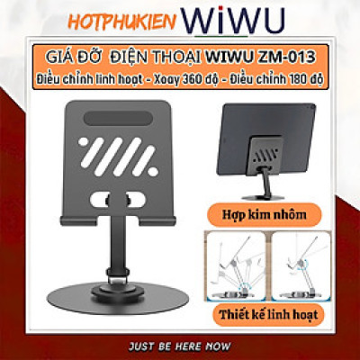 Stand/ Giá Đỡ Nhôm Xoay hiệu WIWU ZM-013 Rotation Stand Cho Điện Thoại, Máy Tính Bảng Điều Chỉnh Xoay 360 cho iPhone 11 12 13 14 15 16 S23 S24 S25 Z Fold Flip 3 4 5 Oppo Xiaomi - Hàng nhập khẩu