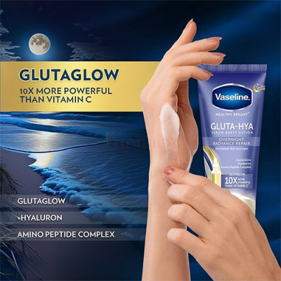Sữa dưỡng thể Vaseline Gluta-Hya 10X Serum Burst Lotion OverNight Radiance Repair (70ml/330ml) - Hàng chính hãng