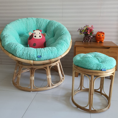 Bộ ghế thư giãn papasan + đôn nhỏ ( Vải nhung cao cấp xanh ngọc)