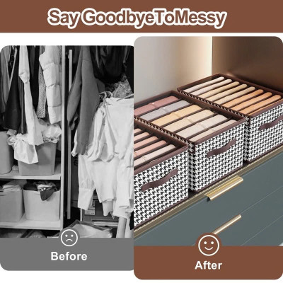 Hộp Vải Đựng Quần Áo 6 Ngăn Cao Cấp - Túi Đựng Quần Áo Có Nắp, Thiết Kế Gọn Gàng - HÀNG CHÍNH HÃNG MINIIN