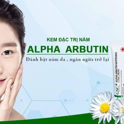 Kem hỗ trợ giảm thâm nám làm trắng da GSC ALPHA ARBUTIN WHITENING CLINIC CREAM 15ml, t rị nám tàn nhang hiệu quả
