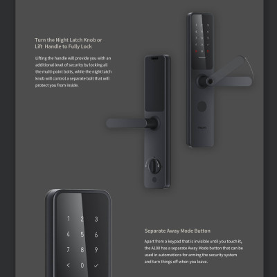Khoá vân tay Aqara A100 Smart Lock Global Version - Hỗ trợ mở cửa bằng HomeKey, Tích hợp 7 cách mở, Lõi bảo mật Class C, phiên bản Quốc Tế, Hàng Chính Hãng
