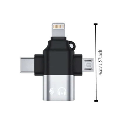 Đầu chuyển đổi 3 trong 1, Bộ chuyển đổi USB 3.0 Type C 3 trong 1, Đầu nối truyền dữ liệu Micro USB IOS OTG - Giao Màu Ngẫu Nhiên - Hàng Nhập Khẩu