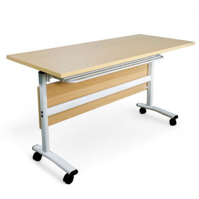 Bàn học gấp gọn chân sắt TF2002-14W Nội thất Capta Bàn làm việc xếp gọn mặt gỗ MDF 1m4 dày 25 mm màu tự nhiên đẹp mắt chân sắt sơn tĩnh điện màu đen gấp gọn tiết kiệm không gian tại tphcm