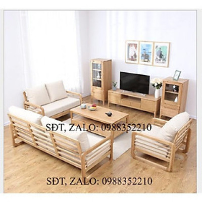 Combo sofa gỗ sồi và kệ tivi gỗ cao su đón Tết 2022