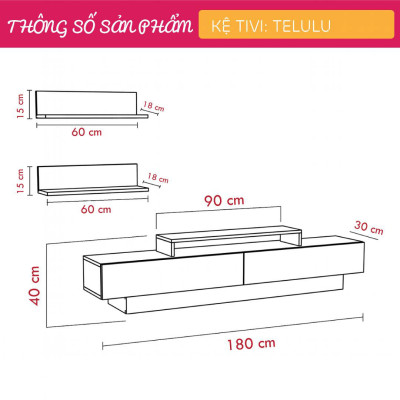 Tủ kệ tivi gỗ cho phòng ngủ SMLIFE Telulu