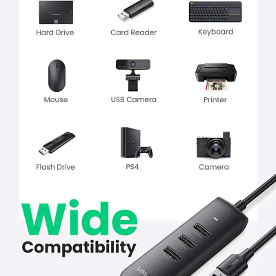 Ugreen UG80657CM416TK 1M Black Usb 3.0 4 Ports Hub - HÀNG CHÍNH HÃNG