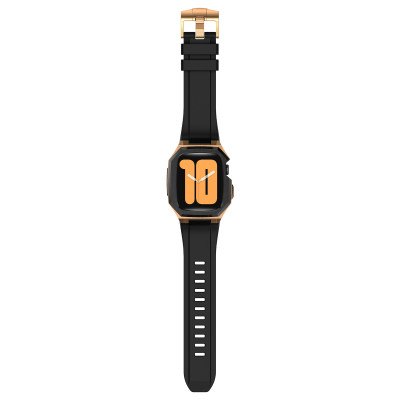 Ốp Case Vỏ Thép Không Gỉ bảo vệ tích hợp dây đeo Fluororubber cho Apple Watch Series 4/5/6/7/8/9/SE1,2 Size 44mm/45mm - Hàng Chính Hãng