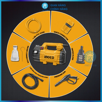 Máy xịt rửa xe INGCO HPWR15028 1500W dây đồng, motor từ không chổi than