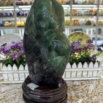 Trụ đá phong thủy trấn thạch đá thạch anh xanh - Nặng 11,9 kg