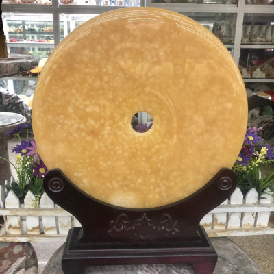 Đồng điếu ( Đồng tiền ) phong thủy đá ngọc hoàng long - Đường kính 30 cm