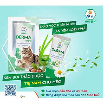 BOSSEN - Derma Herbal for Cat Kem Bôi Thảo Dược cho Mèo bị Nấm Da - Tuýp 20g