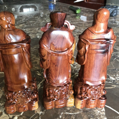 Bộ tượng phật tam đa phúc lộc thọ bằng gỗ cẩm kt cao 30×11×9vm