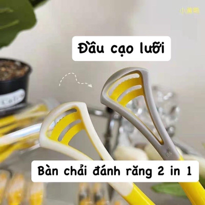 Đồ dùng vệ sinh -Hộp 8 cây bàn chải 2 in 1  cho bé ,kèm dụng cụ cạo lưỡi ,giúp giảm vi khuẩn gây sâu răng và hôi miệng ,cán cầm chống trượt ,lông bàn chải sợi tơ siêu mềm , giúp chải răng sạch hơn ,an toàn và tiện lợi