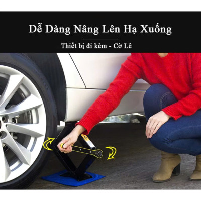 Kích Nâng Gầm Xe Con, Ô Tô , Xe Máy 2 Tấn Kèm Cờ Lê Nhỏ Gọn, Dễ Dàng Thay Thế Lốp Xe Khẩn Cấp Loại Dày