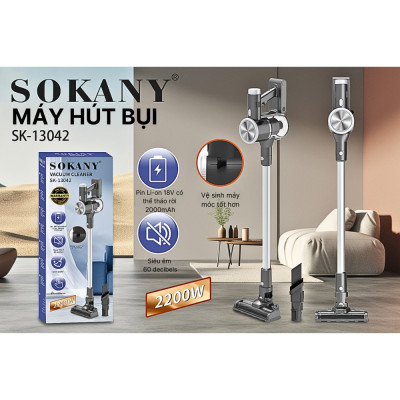 Máy hút bụi cầm tay SOKANY loại SẠC PIN - SK13042 - HÀNG CHÍNH HÃNG